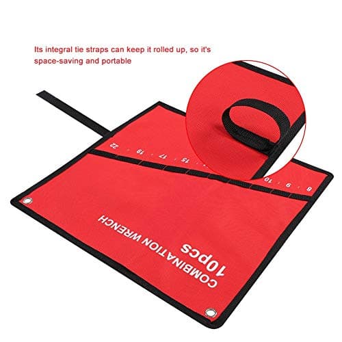 Nikou Wrench Roll, Multi Pocket Roll Up Tools Storage Bag Canvas Organizer, Wrench Tool Holder Screw Driver Mat Spanner Organiser Bags for Spanners (10 Pockets) — view 5