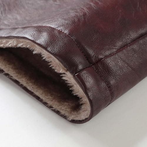 DASONLUE Men's Leather Jacket Winter Turn-Down Collar Fleece Jackets Plain Parka Jacket with Fleece Lined Slim Fit Winter Jackets Faux Leather Thermal Jacket with Buttons, brown, L — view 5