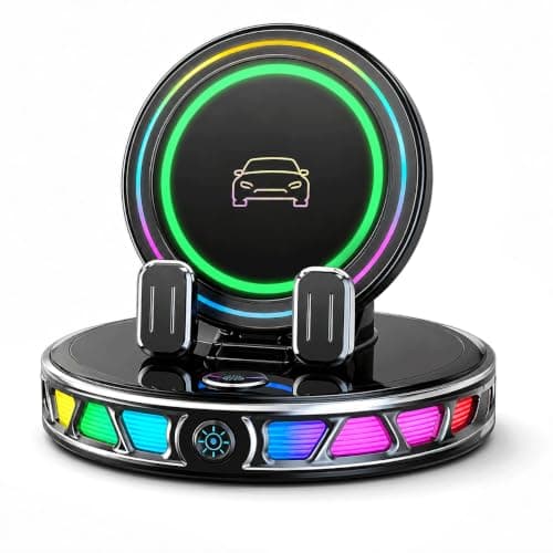 15W Car Charger Mount, RGB Auto-Clamping Phone Holder with Suction Cup