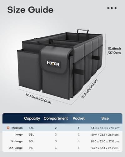 HOTOR Car Boot Oganiser - Auto Trunk Organizer Collapsible 2 Compartments — view 6