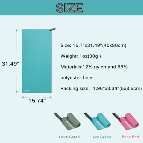 windhike Naturehike Lightweight Bath Towels, Quick Dry,Highly Absorbent, Soft Feel Washcloths, Shower Towels for Daily, Outdoor, Beach, Travel Use (Olive Green), wh-1059 — view 2