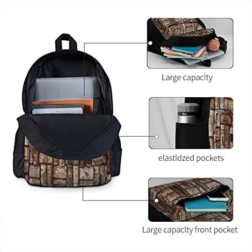 FEYUNYAN Wine cork Large Capacity Backpack, Durable Travel Hiking Backpack with Laptop Compartment & Ventilated Straps, Water-Resistant Daypack for School, Outdoor, Gym Unisex — view 4