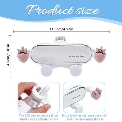DELORIGIN Pink Strawberry Car Phone Holder Universal Auto Smartphone Holder — view 2