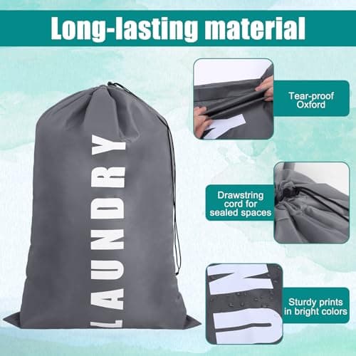 saerryor 3 Pcs Travel Laundry Bag With Drawstring For Dirty Clothes 91×61cm — view 3