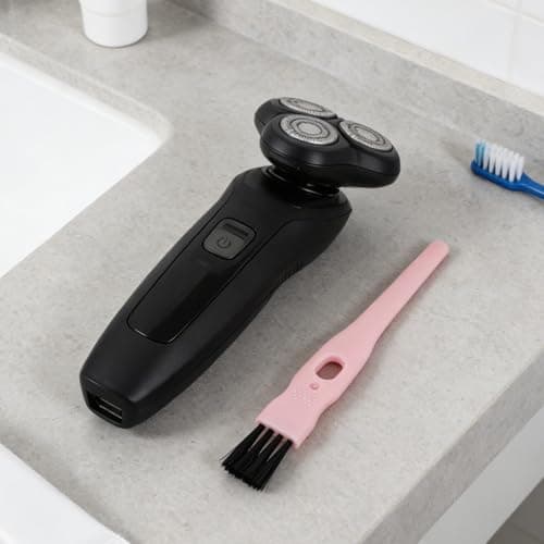 DIYEAH Mini Cleaning Brushes Lightweight Dust Removal Tool 60pcs with Pink Plastic Handle and Nylon Bristles for Electric Shavers and Beard Trimmers for Travel and Home Use — view 5
