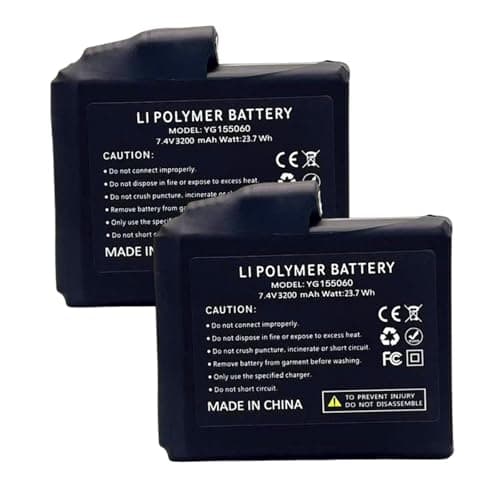 Pack of 2 7.4 V 3200 mAh Rechargeable Battery for Heated Gloves, Socks, Vests, Hats Batteries with DC Socket (Charger Not Included)