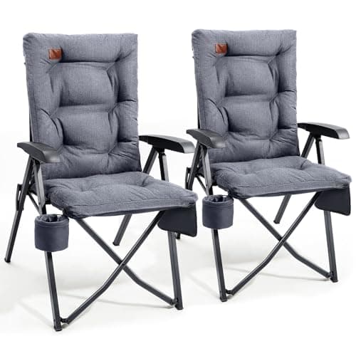 EVER ADVANCED Luxury Camping Chairs 2 Set for Adults Heavy Duty High Back