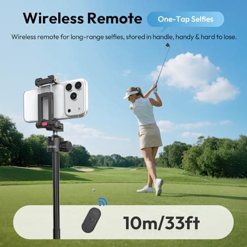 ULANZI MT-44 B [ 2026 UPGRADED] Auto Open Phone Tripod 59'', Four-Leg Stand with Dual Camera Set up, 360° Ball Head Cold Shoe 1/4" Thread, Selfie Stick Bluetooth for DSLR Action Cameras iPhone Samsung — view 6