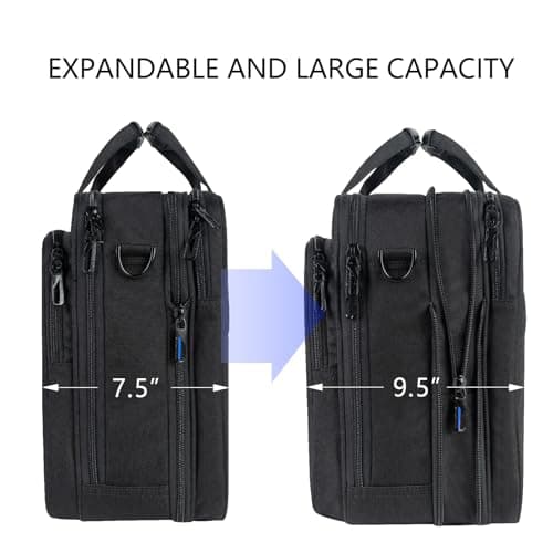 VANKEAN Laptop Briefcase Men 17.3 Inch Expandable Messenger Bag Black-Blue — view 5
