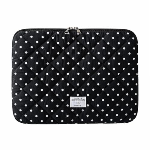 Puffy Laptop Sleeve 13 Inch Cute Polka Dot Laptop Case Soft Quilted Computer Sleeve Protective Cover for MacBook, iPad, Notebook, Chromebook
