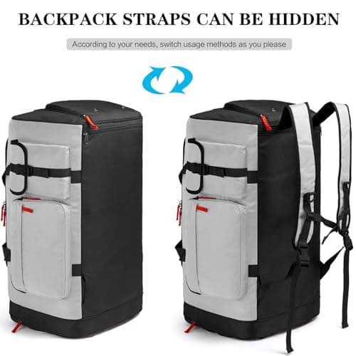 Lyweem Large Duffle Bag Backpack for Travel, 70L Heavy Duty Gym Duffel Bag for Men Women with Shoes Compartment, Sports Holdall Backpack for Weekend Overnight Traveling, Grey — view 3
