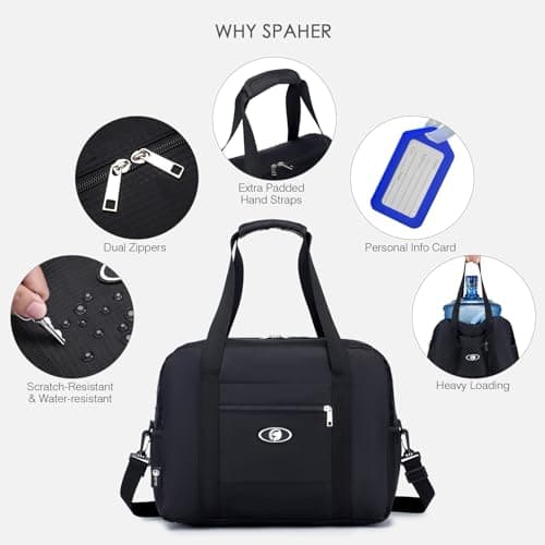 SPAHER for Ryanair Cabin Bags 40x30x20 Underseat Wizzair Carry on Hand Luggage Foldable Travel Duffel Bag 25L Holdall Tote for Women and Men for Travel Overnight Hospital Weekend, Grey — view 5