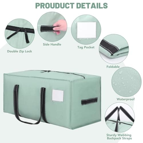 Dntorx 6 Pack 90L Moving Bags with Zips, Heavy Duty, Green — view 3