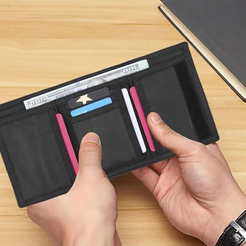 Slim Wallets for Men UK, Thin Compact Travel Small Coin Purse with Carbon Fiber, RFID Blocking Minimalist Front Pocket Wallets for Men, Holds Up to 6 Cards and Cash with Zipper, Gifts for Fathers — view 3