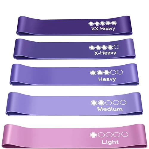 Resistance Bands, Set of 5, Skin-Friendly Loops with 5 Resistance Levels, Carrying Case, for Home, Gym, Yoga, Training (Purple) — view 5