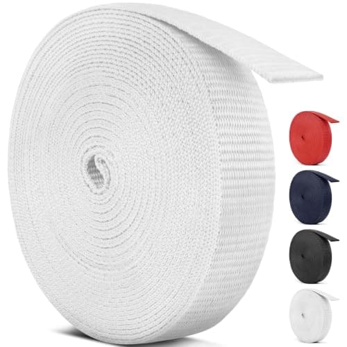 Aystkniet Webbing, 25mm Polypropylene Webbing Strap, White, 9M