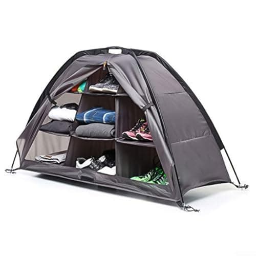 Camping Shoes Storage Organizer, 9-Shelf Collapsible Tent Clothes Rack with Sturdy Boards, Space Saving for RV Camping Hiking(grey) — view 3