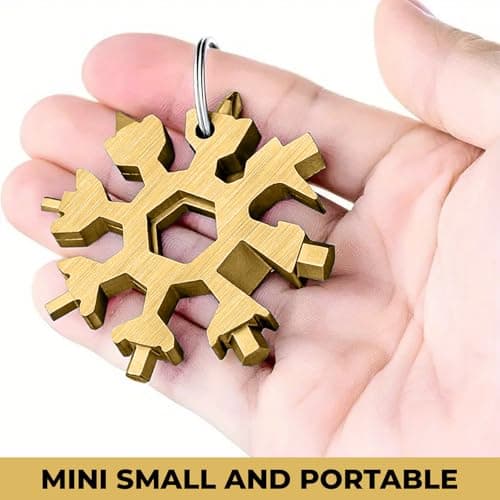 WedDecor Smart Portable 18-in-1 Snowflake Multi Tool with Screwdriver, Wrench, Bottle Opener Combination for Outdoor Travel, Camping, Daily Tool & Keyring, Multifunctional Portable Gadget, Gold — view 4