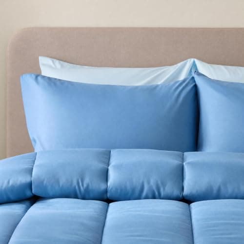 OHS Single Coverless Duvet, 10.5 Tog Quilt Duvet with Pillowcase - Blue — view 2