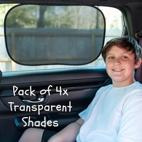 Car Window Shades - Certified 99.79% UVA & 99.95% UVB Sun Protection. Award Winning car Sun Shade for Side Windows. 4 Pack Transparent Shades 22" x 14" - Car Accessories Interior by Kinder Fluff — view 3