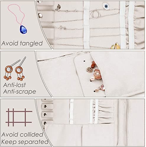 Bossjoy Travel Jewellery Organiser Roll Bag Tray Holder, Jewelry Jewellery Case Bag Storage Box for Necklace Earrings Rings Bracelets — view 4