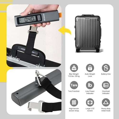 ECSiNG Portable Luggage Scale Battery Free - Digital & Backlit LCD Display, Luggage Weight Scale, 110 lbs/50 kg, For Travel, Airplane, Shipping, Shopping, Outdoor — view 2