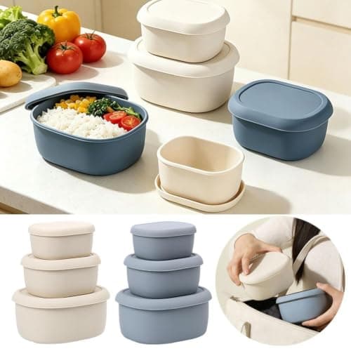 Silicone Collapsible Lunch Box Set,3 Sizes with Portion Control Mark(White) — view 2