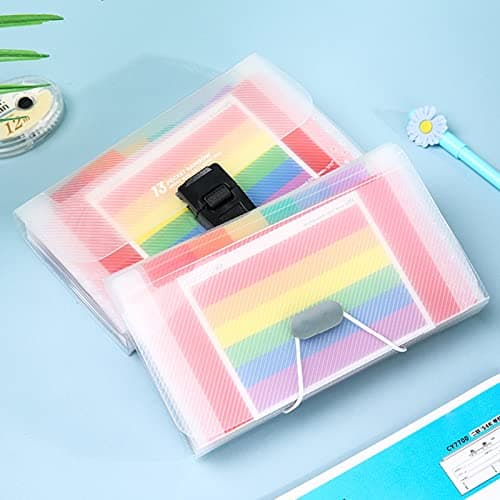 4 Pack A6 Expanding File Folder, 13 Pockets Portable Accordion Document Organiser, Rainbow Expandable Receipt Wallet & Plastic Bill Storage for Office, Home, School — view 5