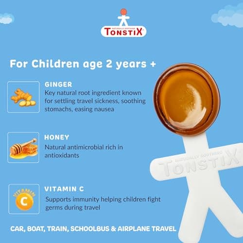 Tonstix Travel Pops for Kids - Pack of 8 Natural Travel Sickness Lollipops, Anti Nausea Relief for Car, Plane, Boat & Sea Travel, All Natural Non-Drowsy Alternative to Travel Sickness Tablets & Bands — view 5