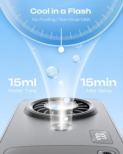 Otlonpe Mini Handheld Portable Mist Fan, Small Rechargeable Handheld Fan with Water Mist Spray, 4 Speeds, LED Display, Foldable Stand, Mini Personal Misting Cooling Fans for Travel — view 3