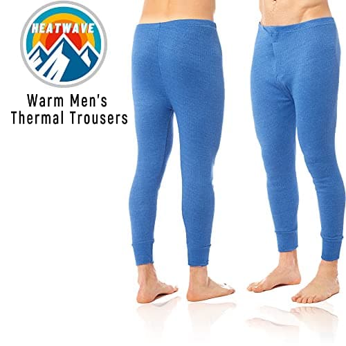 Heatwave® Pack of 2 Men's Thermal Trousers Long Johns Warm Underwear Baselayer, S M L XL XXL Thermals, Small Blue — view 6