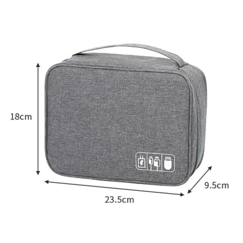 DSFIHJO Cable Organiser Bag Travel Digital Data Line Large Capacity Anti-Moisture Grid Multi-Functional Headphone Charger Storage for Tech Accessories(Burgundy) — view 2