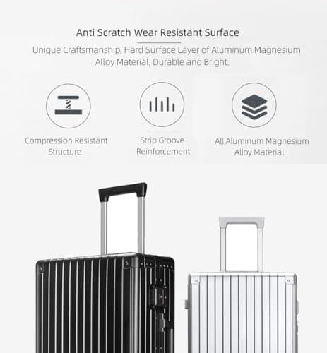 All Aluminum Hardshell Luggage with TSA Lock, Zipperless Hardside Carry on Suitcase with Spinner Wheels, Checked Aluminium Suitcase Metal Rolling Luggage Case for Travel, Business (Silver, 20 inch) — view 5