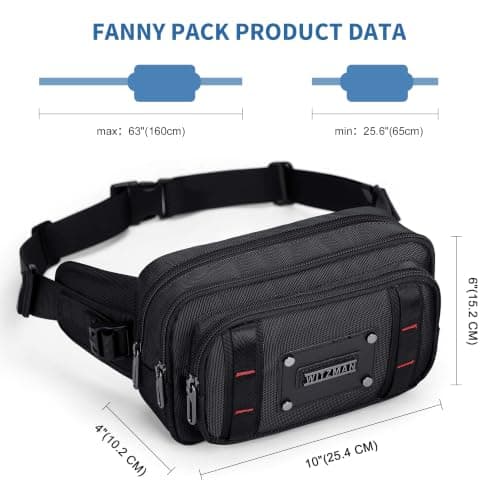 Witzman Fanny Pack for Men Waist Bag Casual Belt Bag — view 4