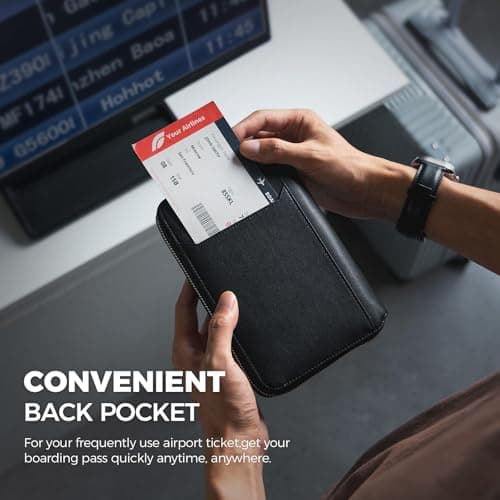 VULKIT Leather Family Passport Holder for 4-6 Passports, Premium Document Organizer Case Travel Wallet for Couples and Families — view 6