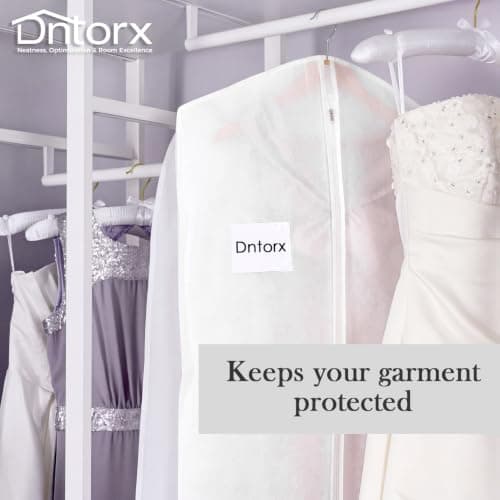Dntorx Wedding Dress Bag 72In, Dress Bag Cover Long with 10In Gusset White — view 6