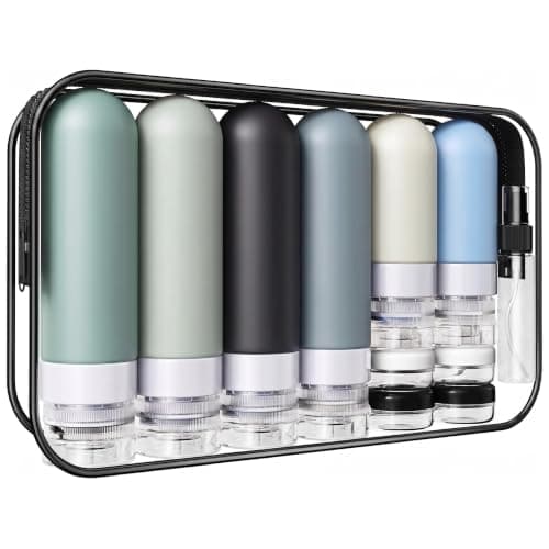 Laxen 20 Pack Travel Bottles for Toiletries, TSA Approved Leakproof Silicone Travel Bottles, Refillable Containers for Shampoo, Lotion, Cream & Cosmetics, Travel Essentials