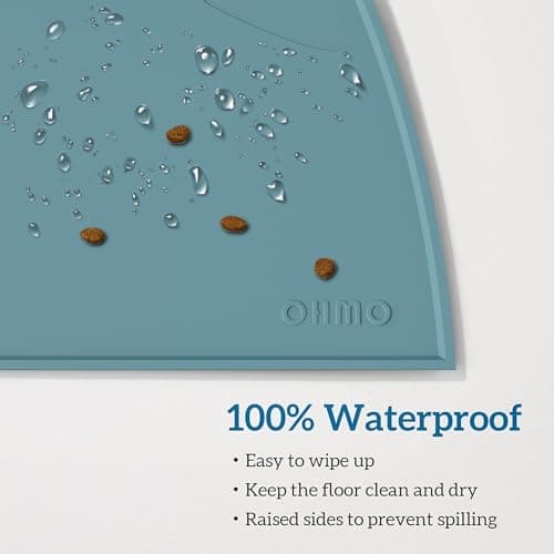 OHMO Silicone Cat Food Mat for Food&Water Bowls, 46x25cm, Light Blue — view 4