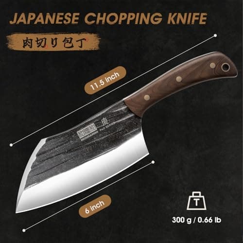 HOSHANHO 6" Cleaver Knife, Hand Forged Chopper Butcher Meat Cleaver Knife — view 4