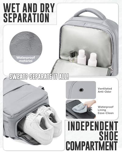 WEPOET Vacuum Backpack Travel with Pump for Man Women, Travel Carry on Backpack Flight Approved, Ryanair Cabin Bags 40x30x20, Waterproof Laptop Backpacks Casual Daypack, Gray — view 5