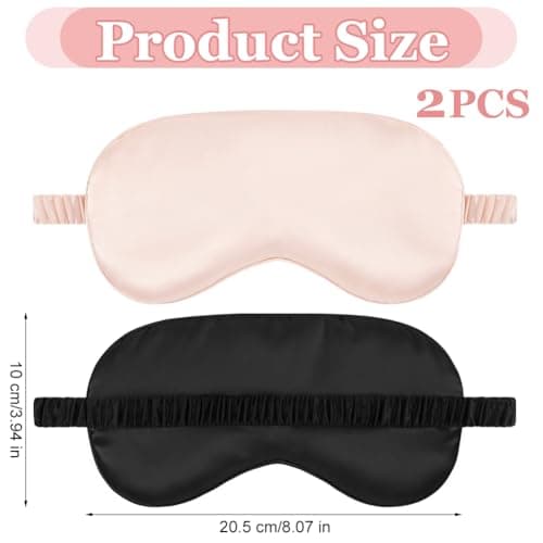 HOTUT Sleep Mask, 2 Pack Silk Sleep Mask for Side Sleepers, Ultra Soft & Comfortable Silk Eye Sleep Shade Cover, Light-Blackout Design & Zero Pressure, Travel Eye Covers for Men, Women (Black, Pink) — view 2