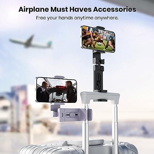 (2 Pack)Airplane Phone Holder - Klearlook 4 in 1 Adjustable Phone Stand for Travel, 360 Rotation Handsfree Flight Phone Holder, Foldable Travel Essentials for Flying/Traveling/Home/Office-Black Purple — view 2