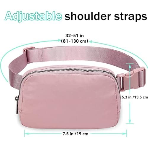 Bomvabe Pink Fanny Pack for Women Teens Girls, 1L Everywhere Belt Bag with Adjustable Strap 32" to 51", Small BumBag for Ladies with Multi Pockets, Crossbody Bag Lightweight for Travel Sport Running — view 3