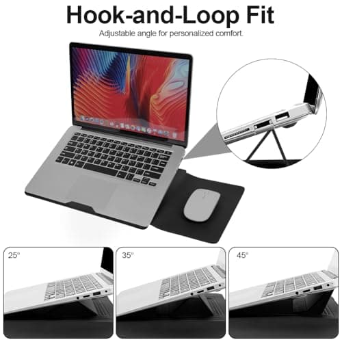 AOOSU 15-16 Inch Laptop Sleeve Case with Stand Feature, Sleeve Waterproof Slim Laptop Case with Adjustable Stand Function, Small Carry Bag Black — view 6