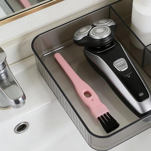 DIYEAH Mini Cleaning Brushes Lightweight Dust Removal Tool 60pcs with Pink Plastic Handle and Nylon Bristles for Electric Shavers and Beard Trimmers for Travel and Home Use — view 6