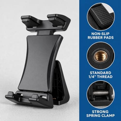 Lyyixbix Tripod Mount Adapter, 120mm Universal Tablet Clamp Holder (Black) — view 3