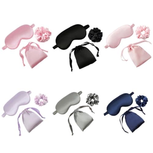 Imitation Satin Eye Mask Set for Sleeping & 3 in 1 Sleep Mask Blackout Kit(Silver) — view 2
