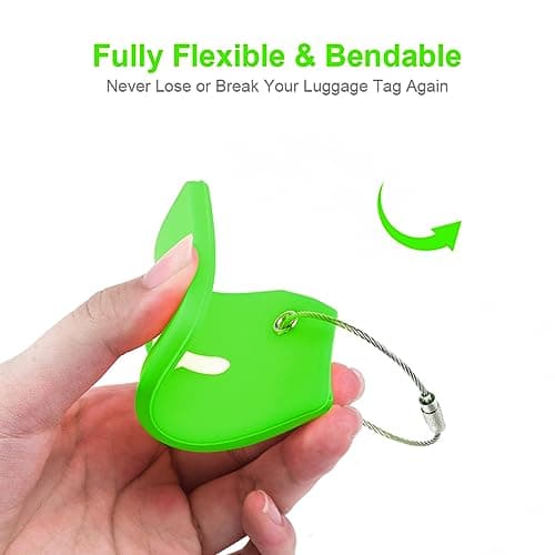 Flintronic 2 PCS Luggage Tags, Silicone Baggage Labels, Suitcase ID Tag Set, Handbag Tag Labels Travel Accessories for Checked Luggage, Hand Luggage and Handbags - Green — view 6