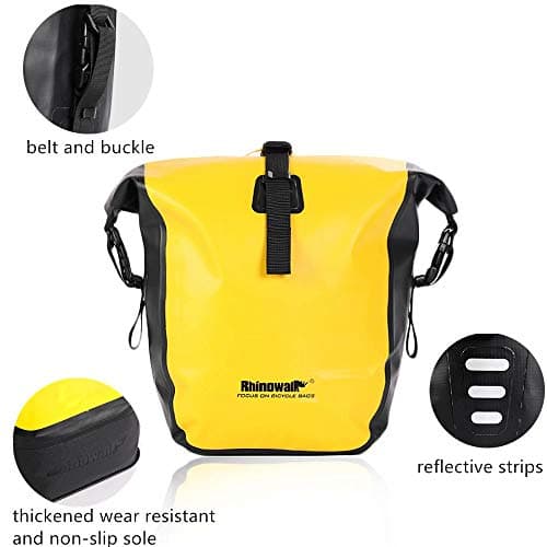 Rhinowalk Bike Bag Waterproof Bicycle Pannier Rear Seat Bag for Cycling Bicycling Traveling Riding, Yellow — view 2