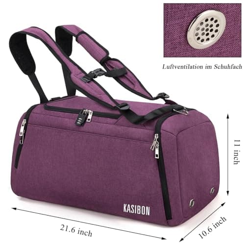 42L Waterproof Gym Bag with Shoes Compartment, Weekend Bag with Wet Pocket — view 3